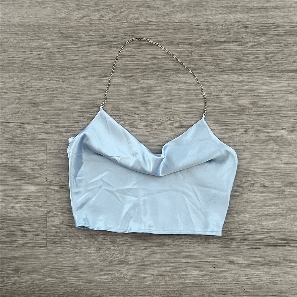 SHEIN Light Blue Chain Strap Crop Top